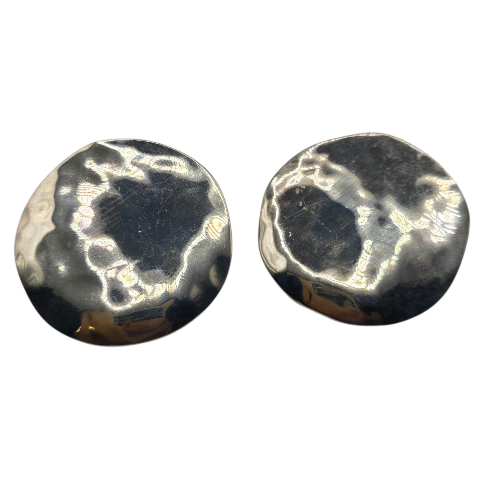 Earrings Chico's Hammered Disc Brutalist Large Bold Statement Pierced Sku 3269
